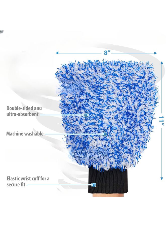 LAMAY 2PCS Car Wash Mitt & Works as Car Wash Sponge, Microfiber Wash Mitt Scratch Free, Ultra Absorbent Microfiber Mitt for Boat & Motorcycle (Color : Blue) - Image 2